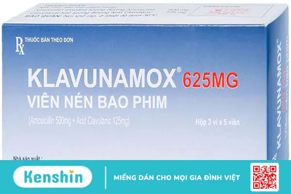 Thuốc Klavunamox 625mg điều trị nhiễm khuẩn chứa kháng sinh amoxicillin và axit clavulanic