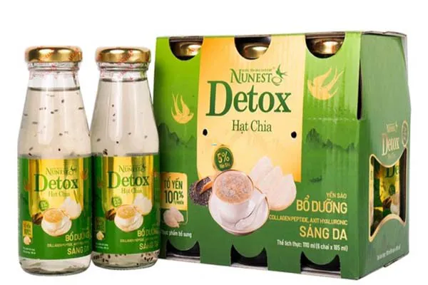 Nước yến sào cao cấp Nunest Detox hạt chia 5%: Bổ dưỡng, sáng da! 0